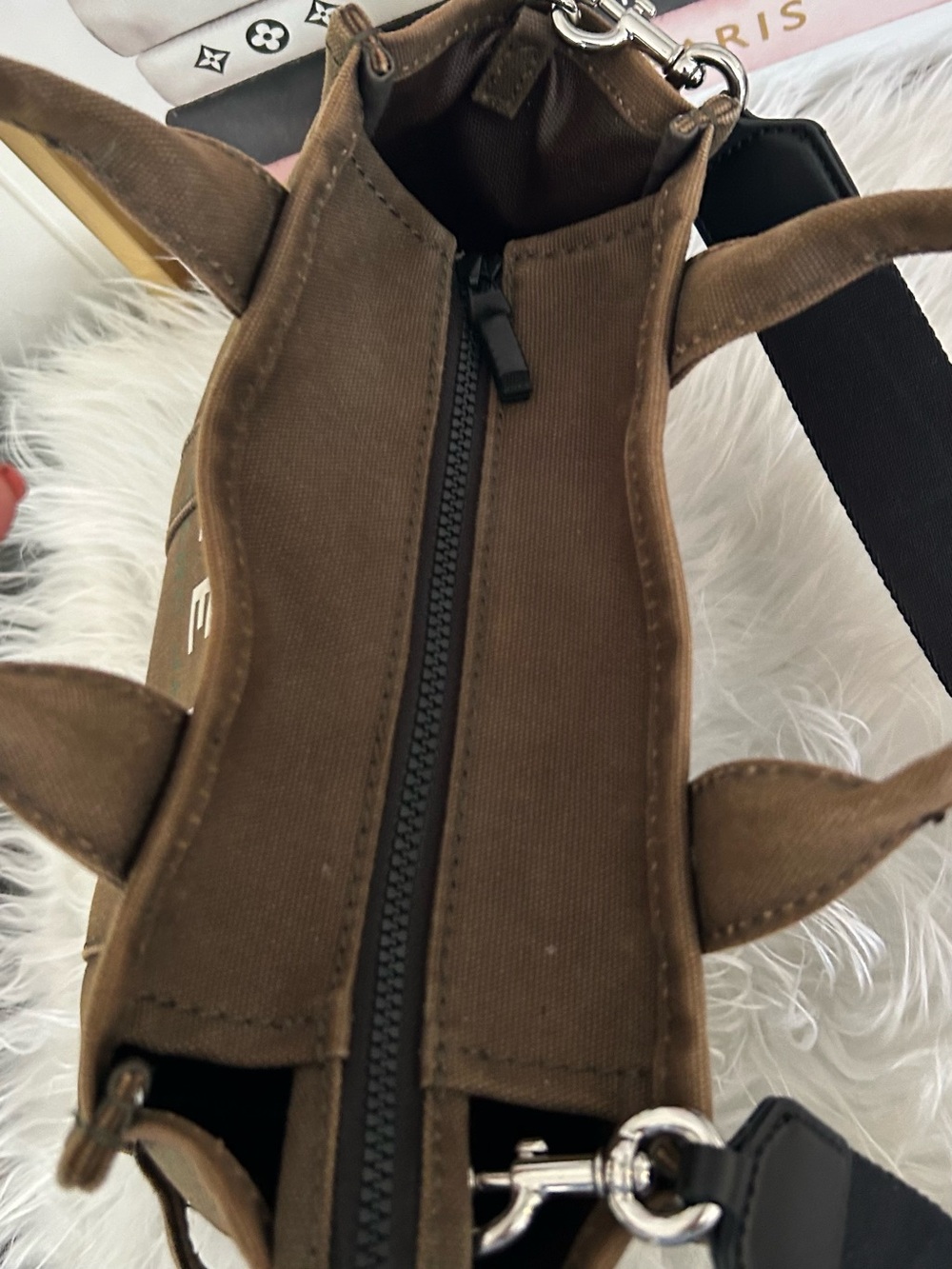 Marc Jacobs The Small Tote Bag Brown Canvas Crossbody Satchel Shoulder Bag - Picture 12 of 14